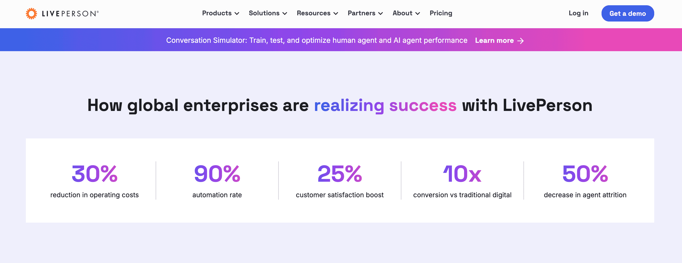 LivePerson platform landing page