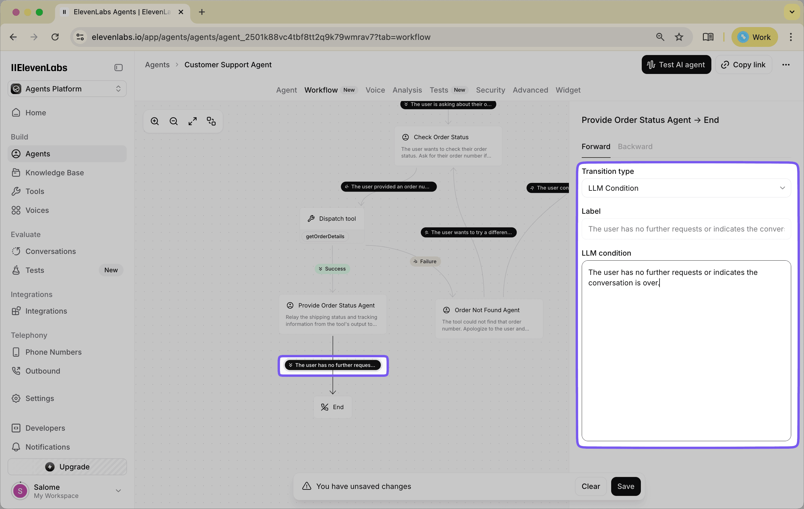 LLM Condition configuration for the successful conversation endpoint.