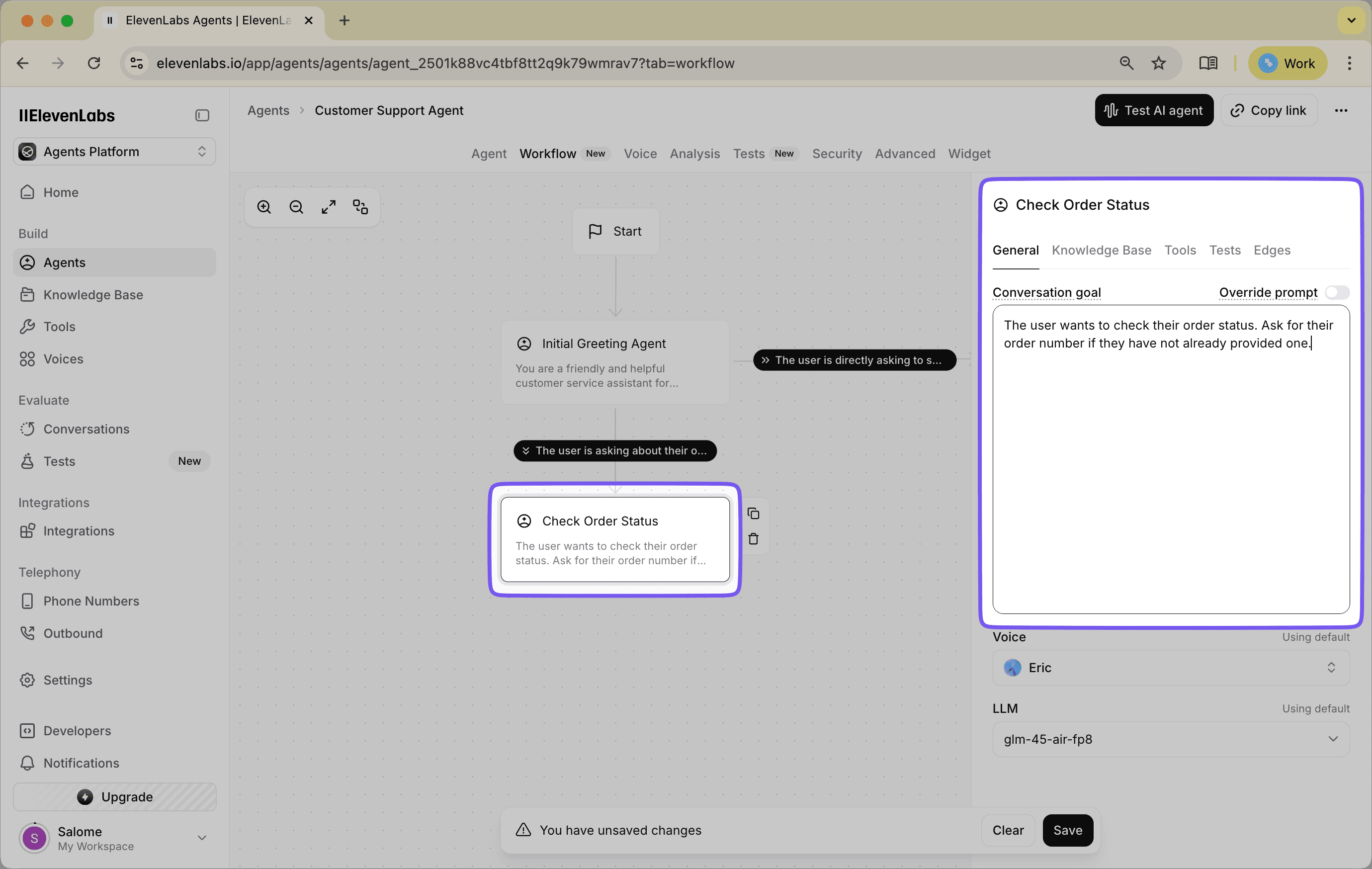 Subagent prompt configuration for collecting an order number.